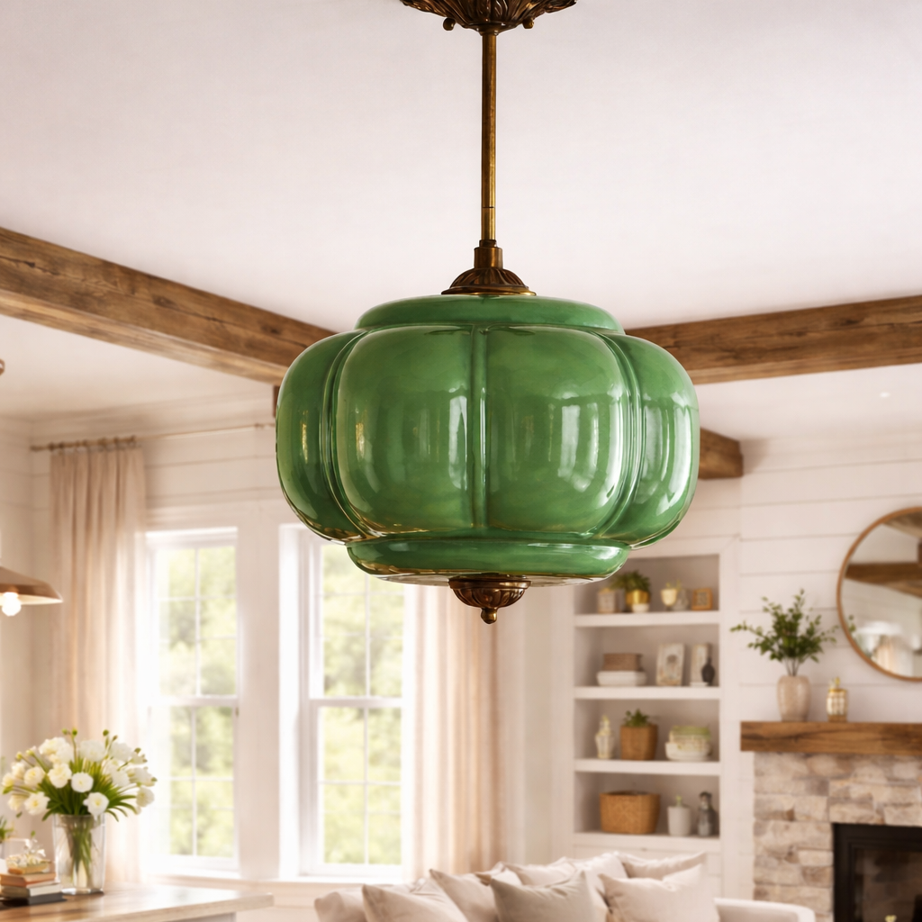 Aria pendant light shown from below highlighting glass texture